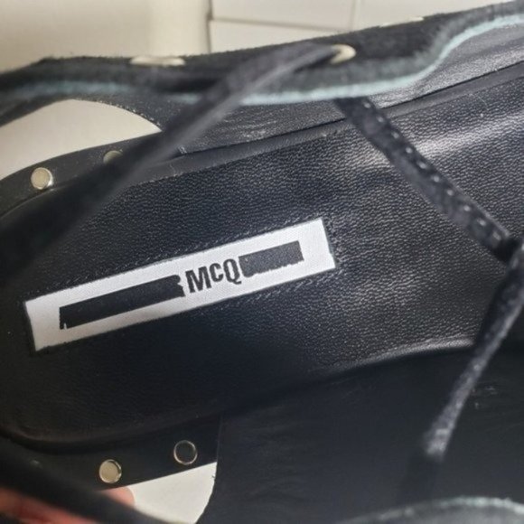 McQ Alexander McQueen Black Open Toe Lace Up Flats - Picture 11 of 12